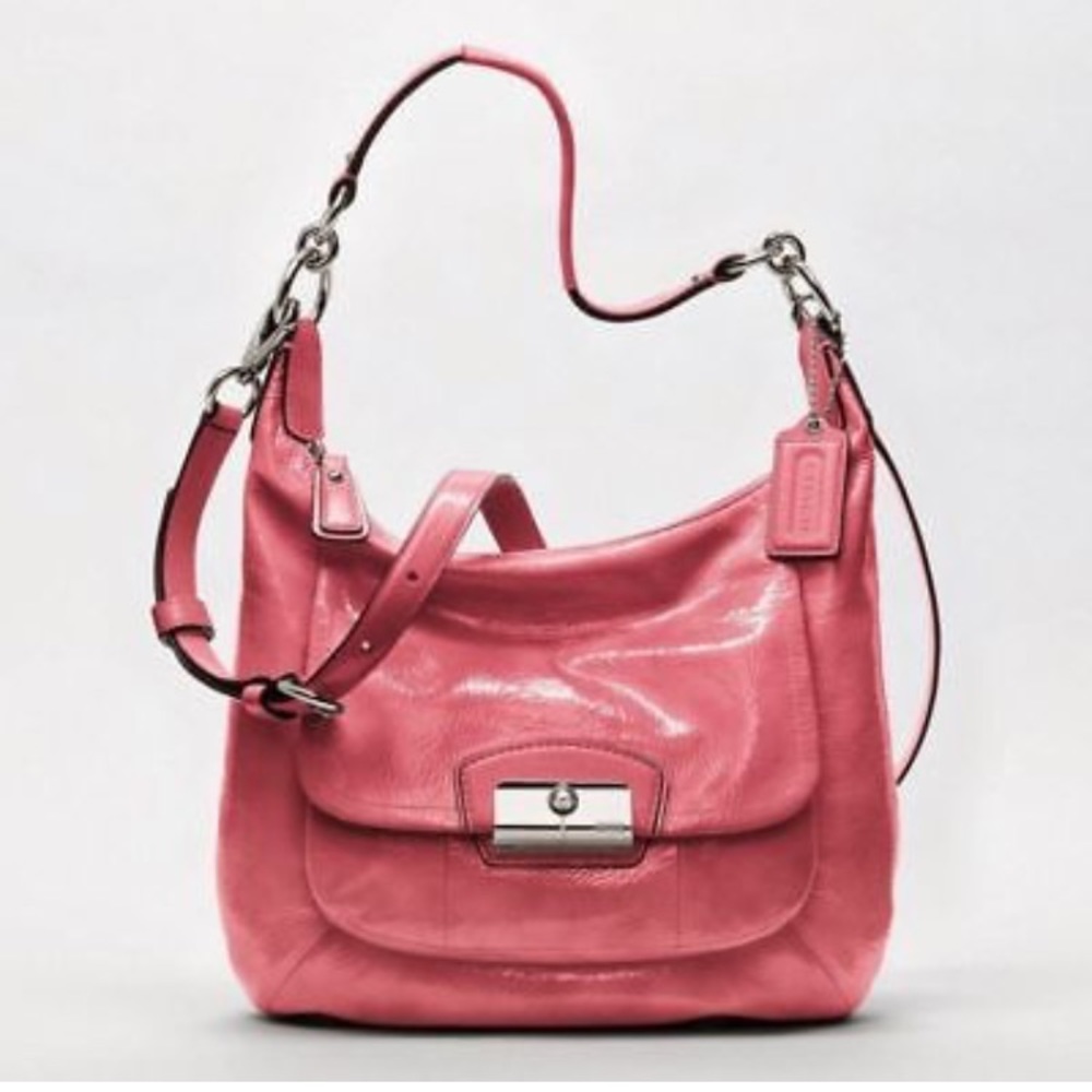 BNWT Coach pink shiny shoulder purse